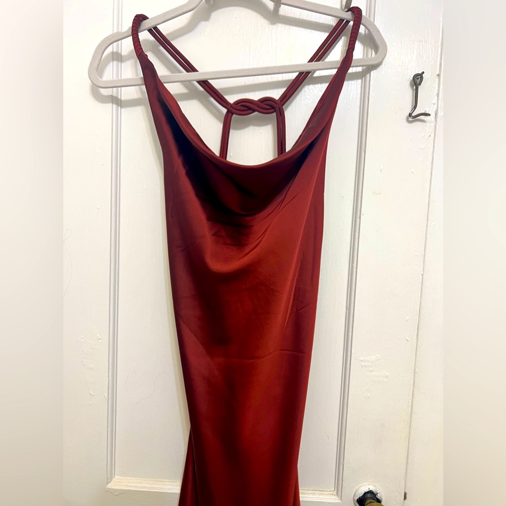 Wine or burgundy wedding guest satin dress brand new